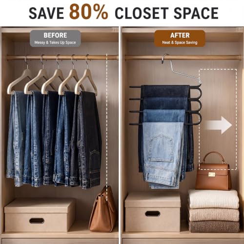 Unittype 5 Pack Space Saving Pants Hangers, 4-tier Multi Layer - Image 5