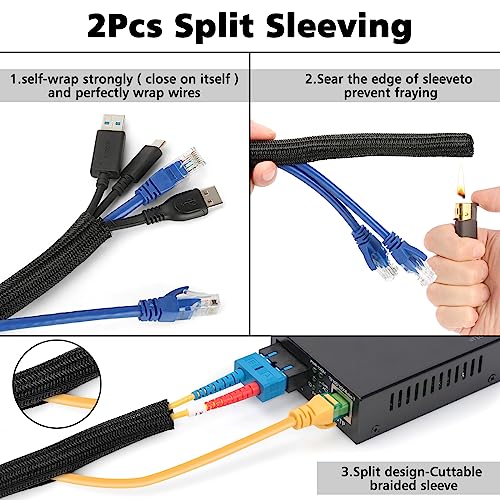 Cable Management Organizer Kit 2 Cable Sleeve Split | Cable Management - Image 3