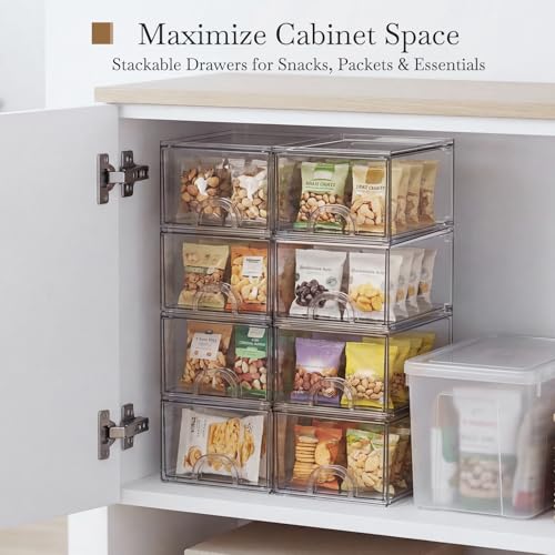 8-Pack Small Clear Stackable Storage Drawers - Image 7