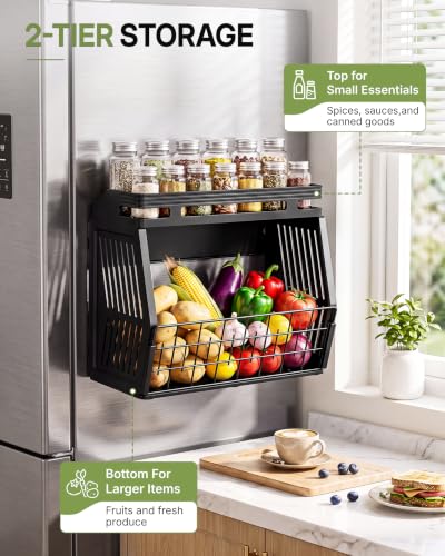 EVERIE Magnetic Refrigerator Side Organizer, 2-Tier Fridge - Image 7