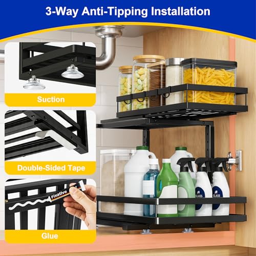 2-Tier Metal L-Shaped Pull-Out Under Sink Organizer, | All Products - Image 7