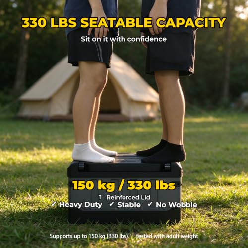 60L Foldable Seatable Camp Box Storage Bins with Lids - Image 5