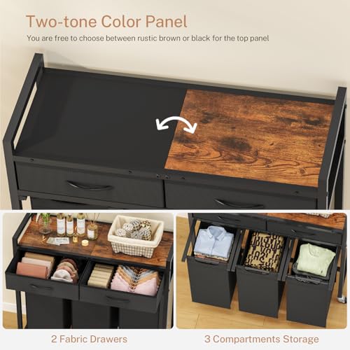 Laundry Sorter 3 Section, 120 L Laundry Hamper with 2 Drawers & - Image 5