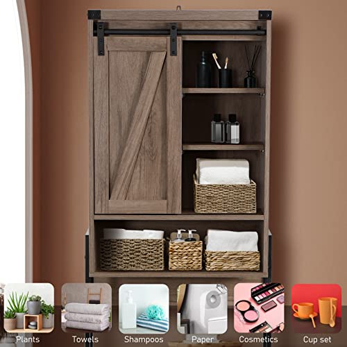 Over Toilet Storage Cabinet with Barn Door & Adjustable Shelves - Image 3