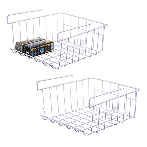 Lonians 2-Pack Under Shelf Hanging Storage Baskets - Metal Wire - Image 2
