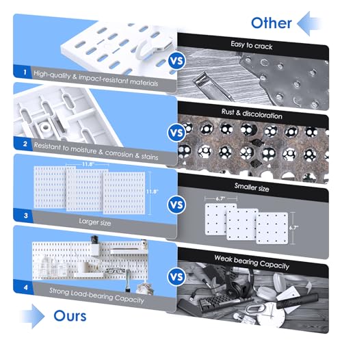 White Pegboard Kit Wall Organizer Panels with Bins Hooks Shelves - Image 5