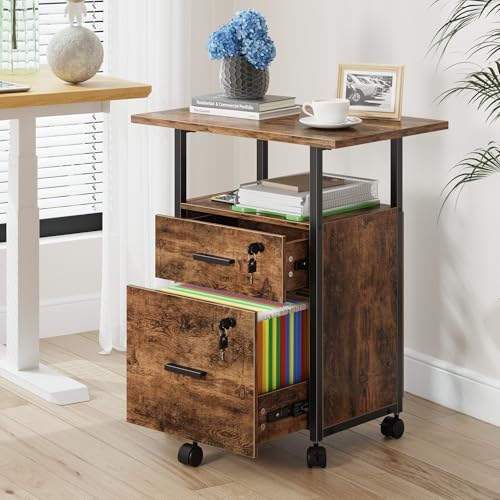 GYIIYUO 2 Wood Drawer Lockable File Cabinet with 22'' - Image 3