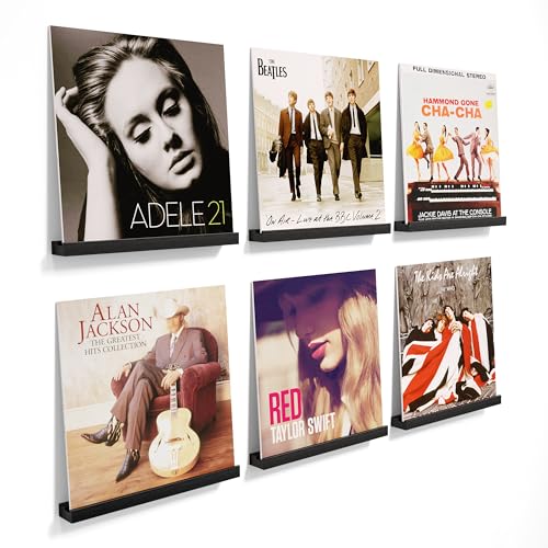 Emfogo Vinyl Record Shelf Wall Mount, 6 Pack Album Record - Image 2