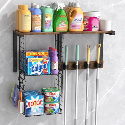 Housolution Wall Mount Broom Holder Laundry Room Storage - Image 2