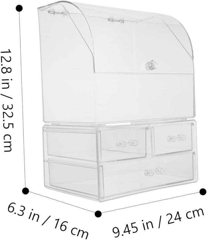 Acrylic Makeup Organizer Box Lid Dustproof Desktop Storage Case for Cosmetics 1-Piece Suitable for Dressing Tables and Bathrooms