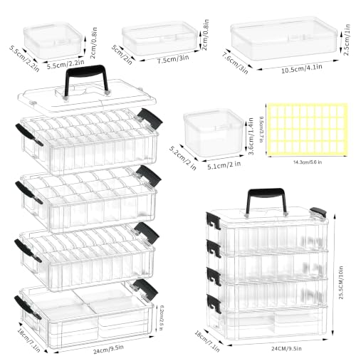 Bead Storage Organizer, 76 Small Containers and Lids, 4 Sizes - Image 4