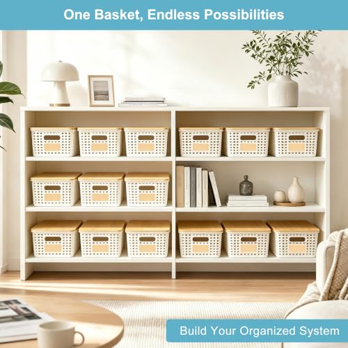 Bagnizer Small Plastic Storage Bins with Bamboo Lids 5.2qt - Image 7