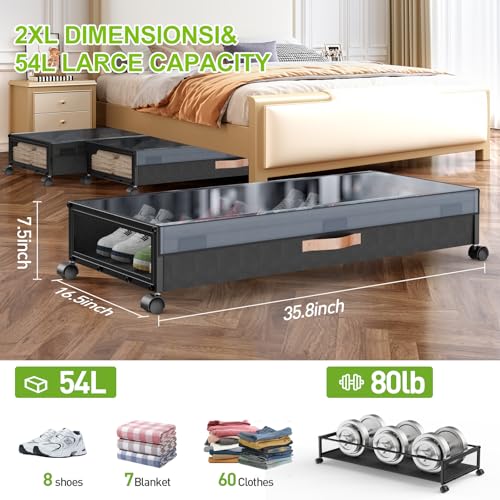 Under Bed Storage with Wheels,2-Pack Under Bed Storage - Image 3