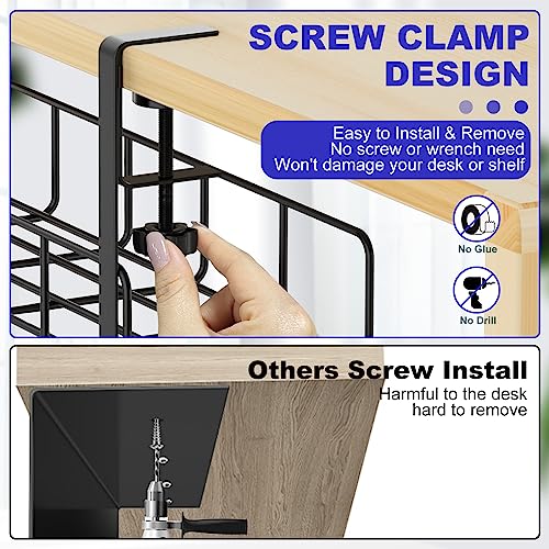 Under Desk Cable Management Tray No Drill Steel Tray Black - Image 4