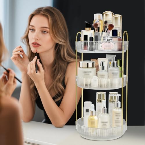 Rotating Makeup Organizer for Vanity, 9" D x 19" H - Image 4
