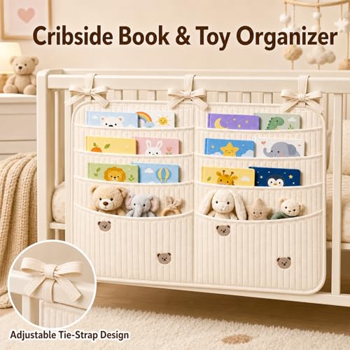 Bedside Caddy Nursery Playpen Organizer, Hanging Crib Book - Image 5