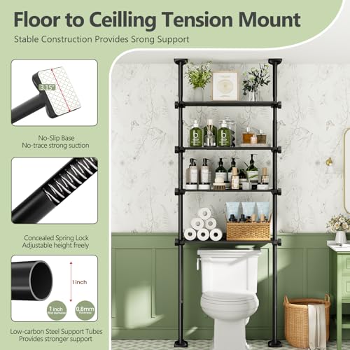 Over The Toilet Storage Shelf No Drill 4-Tier | Bathroom Organizatio - Image 6