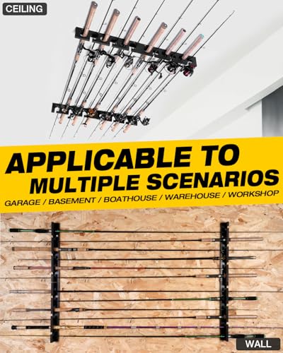 Fishing Rod Holder,Wall or Ceiling Mounted Pole Rack Garage - Image 7