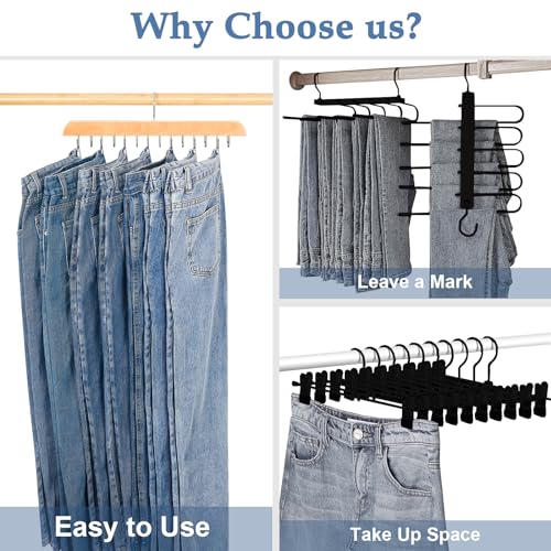 Jean Hangers for Closet, 14 Wood Jeans Hooks Space S | All Products - Image 4