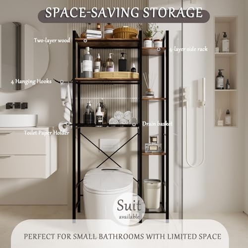 Over The Toilet Storage Cabinet, 3-Tier Bathroom Shelves - Image 3