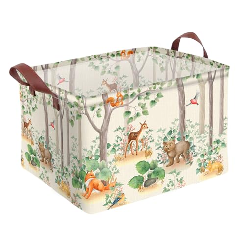 Woodland Animal Storage Basket Waterproof Canvas Toy - Image 2