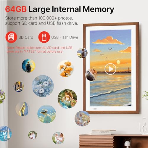 21.5" Large Digital Picture Frame, 64GB Uhale WiFi Frame - Image 5