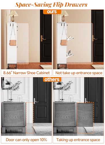 Shoe Storage Cabinet with 2 Flip Drawers & 2 Fabric - Image 8