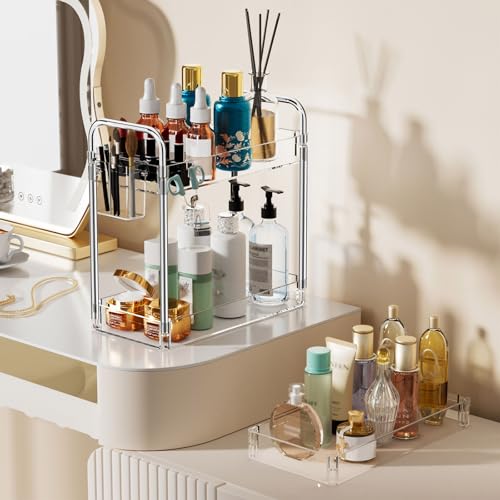 SPACEKEEPER 3 Tier Acrylic Storage Rolling Cart Clear Bathroom - Image 5
