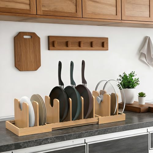 Bamboo Pot and Pan Organizer,Pots and Pans Organizer under - Image 4