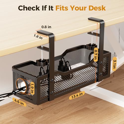 Under Desk Cable Management Tray, 13.4" Metal Cord Organizer - Image 6