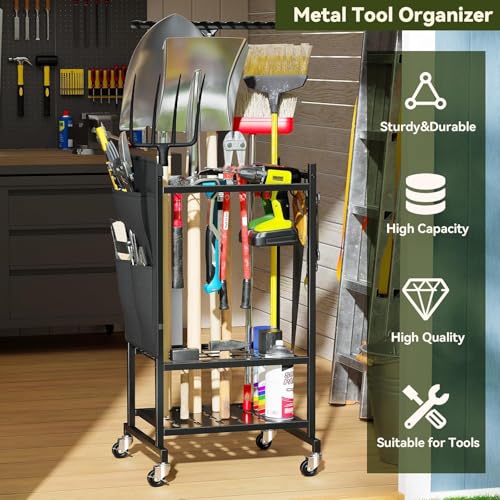 Garden Tool Organizer with Wheels, Freestanding Garden - Image 7