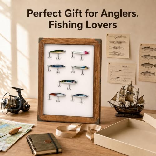 Wall Mount Fishing Lure Display Case, Wooden Shadow Box - Image 8