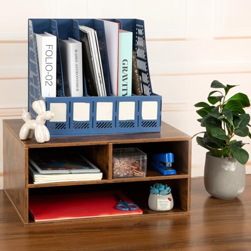 Printer Stand Shelf with Storage Wood Desk Paper Organizer - Image 7