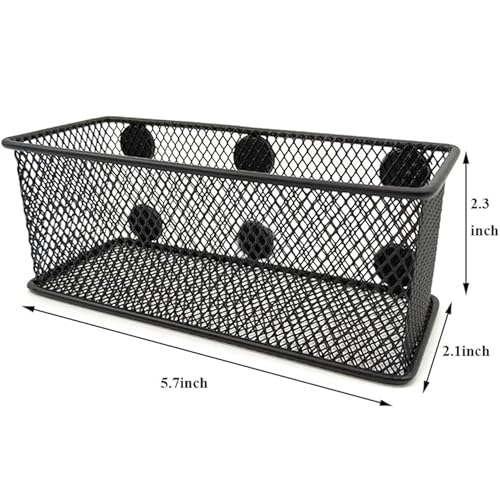 Magnetic Pencil Holder Set of 3 - Black Wire Mesh Storage - Image 4