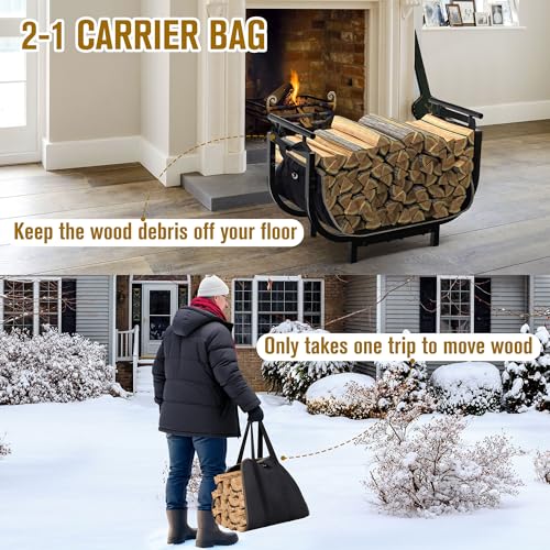 nalone 30 Inch Firewood Rack with Carrier Bag, Wood Rack - Image 7