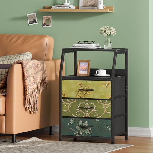 Furnulem Retro NightStand with 3 Drawer, Small Vintage Storage - Image 3