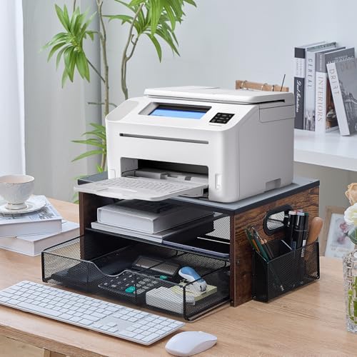 Printer Stand,Desktop Printer Stand with 2-Tier Storage Shelves - Image 4