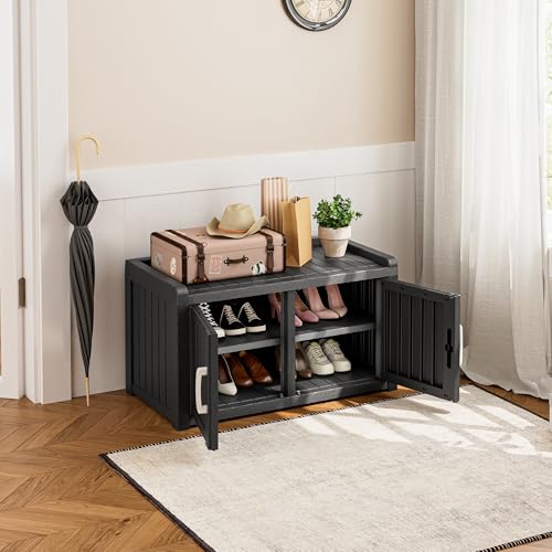 Bifanuo Shoe Storage Cabinet, 2-Door Outdoor Storage Bench - Image 6