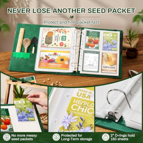 Seed Storage Organizer Binder, 2-Inch D-Ring with 180 - Image 6