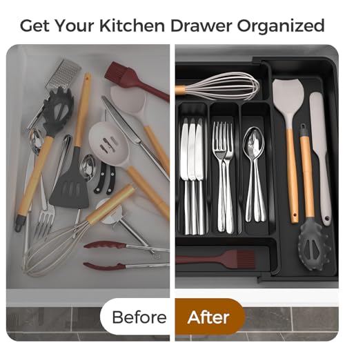 ukeetap Extra Large Expandable Silverware Organizer, Flatware - Image 7