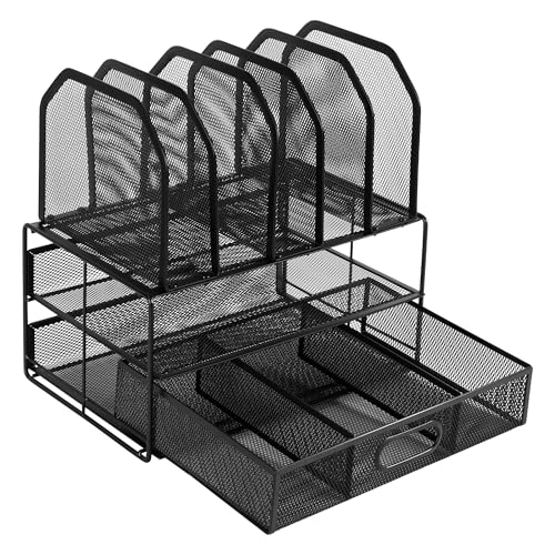 Amazon Basics Mesh Desk Organizer with Sliding Drawer, Double - Image 2