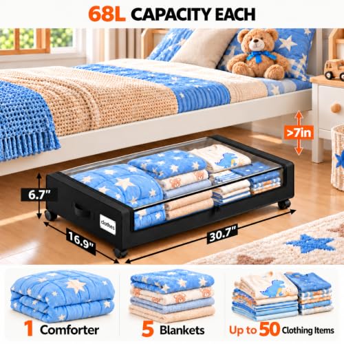 Under Bed Storage with Wheels, 2 Pack Under Bed Storage - Image 3