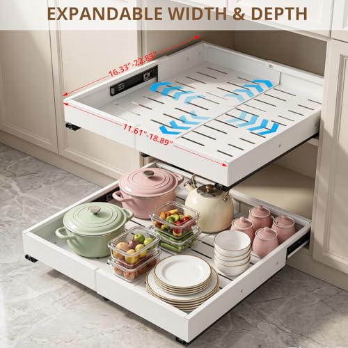 DOMNIU 2 Pack Pull Out Cabinet Organizers Width(12"-19") - Image 4