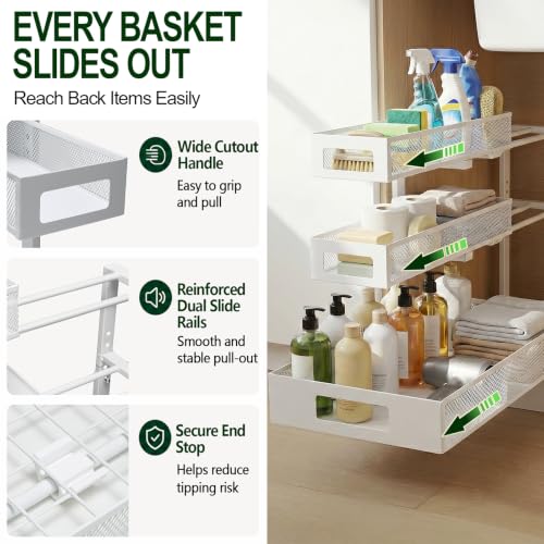 3 Tier Under Sink Organizer for Bathroom, Pull Out D | All Products - Image 5