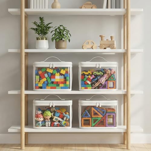 holay 4 Pack Clear Toy Storage Bags with Zipper & Handle - Image 3