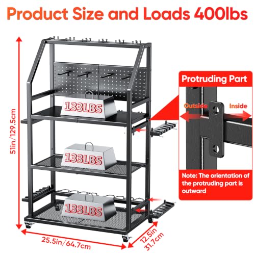 Large Fishing Pole Holders with Wheels for Garage,3 Tier - Image 3