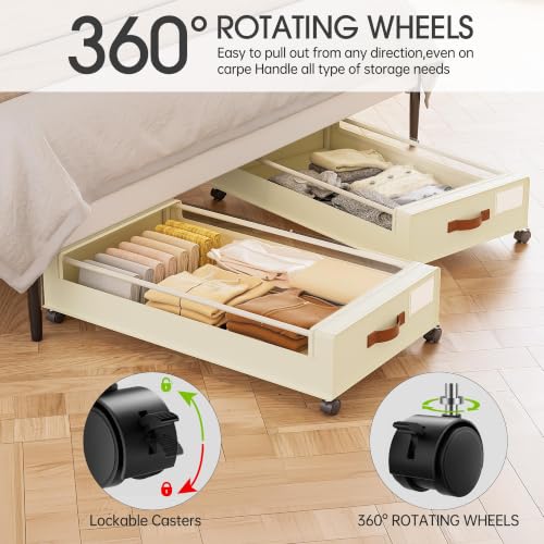 Yecaye 60L Under Bed Storage Containers with Wheels, 2 - Image 4