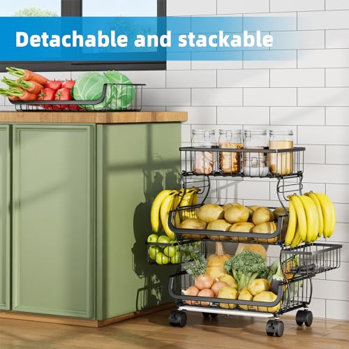 Simple Trending Stackable Cart, Fruit Vegetable Basket - Image 6
