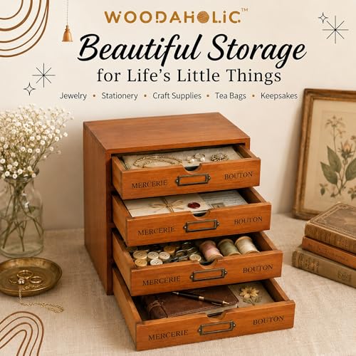 Modular Stackable Apothecary Cabinet 4 Drawer Desk | Home Organization - Image 4