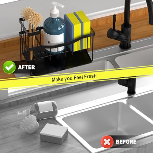 Fssvcd Maifan Sink Caddy Sponge Holder for Kitchen with Brush - Image 7